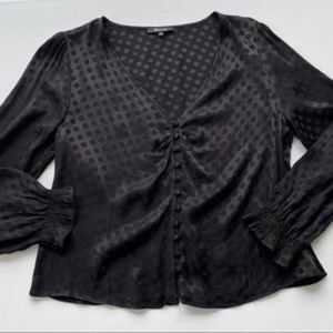 Madewell Smocked Sleeve Daylight Top in Woven Dot